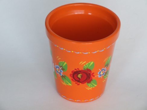 Orange earthenware plant pot