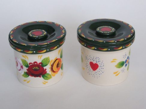 Pair Of Cream China Pots With Lids
