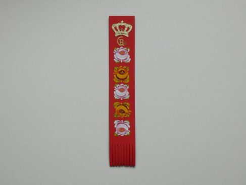 Red Coronation leather book mark