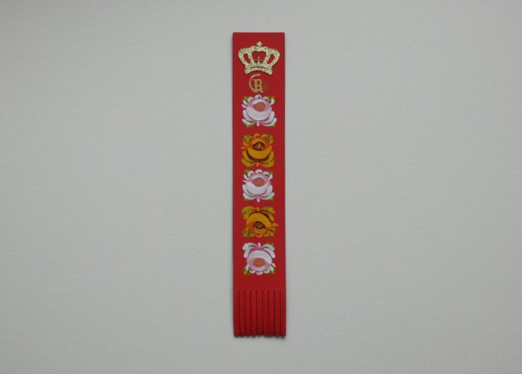 Red Coronation leather book mark